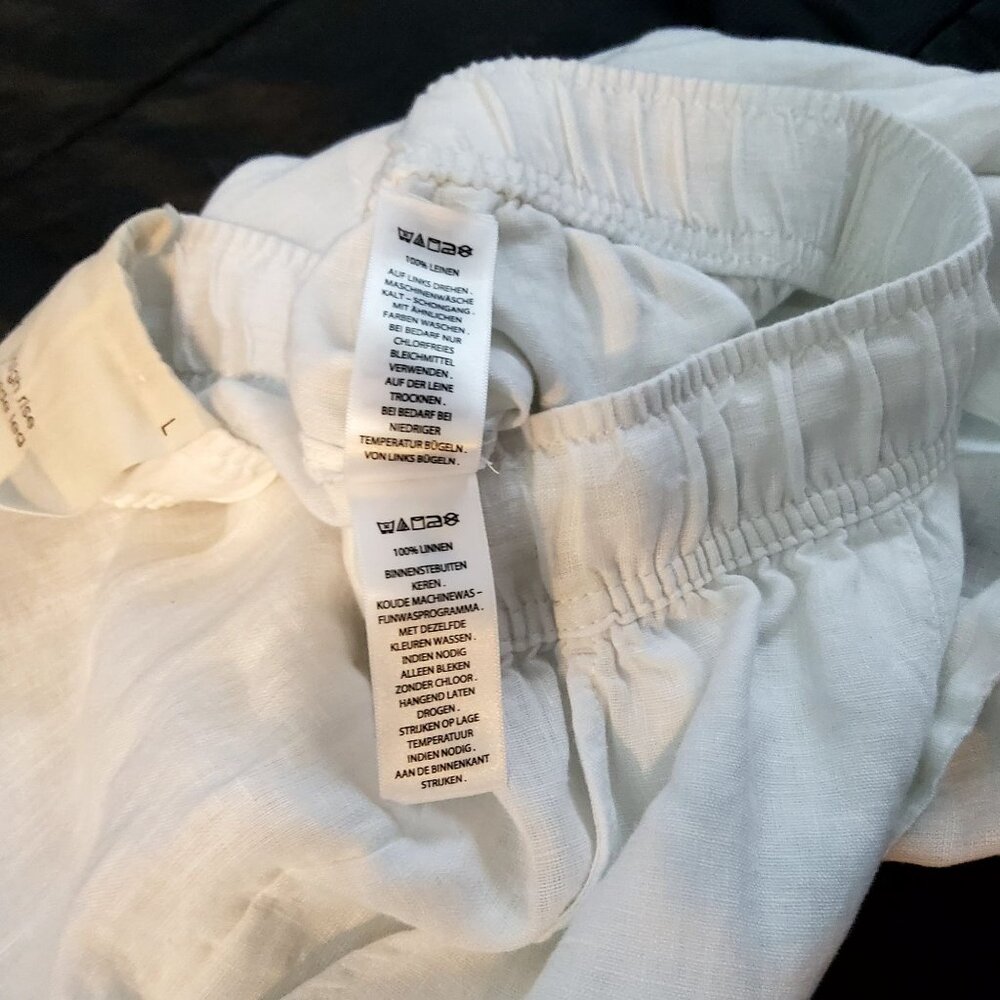 Joie 100% Linen Womens Wide-Leg Pants White Size L Made In Bangladesh - Picture 8 of 9